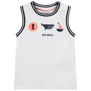 Αμάνικο μπλουζάκι από jersey puff print φάλαινα για bebe αγόρι 