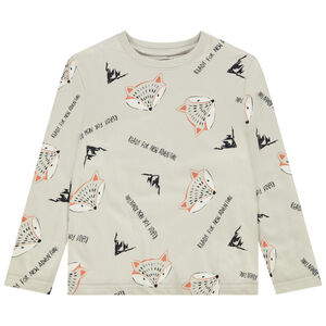 T-shirt manches longues en jersey imprimé renards pour garçon Main T-shirt manches longues en jersey imprimé renards pour garçon