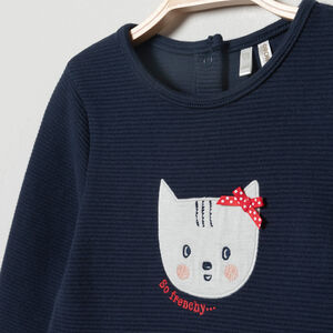 Φόρεμα μακρυμάνικο effet 2-σε-1 σχέδιο γάτα για bebe κορίτσι 