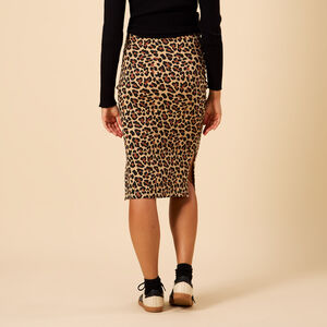 Μακριά φούστα με σχέδιο λεοπάρ και σκίσιμο για γυναίκες 