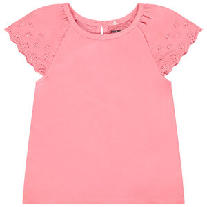 Κοντομάνικο μπλουζάκι με αγγλική δαντέλα για bebe κορίτσι 