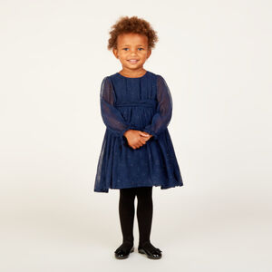 Robe de fête manches longues en crêpe pailletée pour bébé fille 