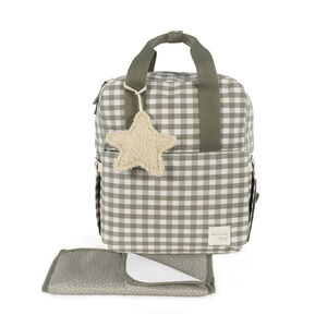 Sac à dos à langer motif carreaux Caetana stone + tapis 