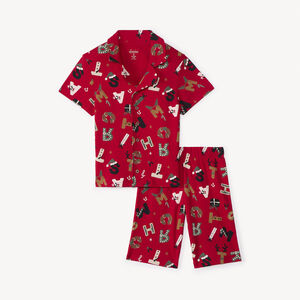 Set pyjama court en interlock imprimé Noël pour garçon 
