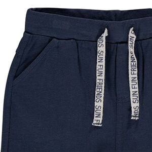 Βερμούδα από φούτερ μονόχρωμη με εκτυπωμένα κορδόνια για bebe αγόρι 