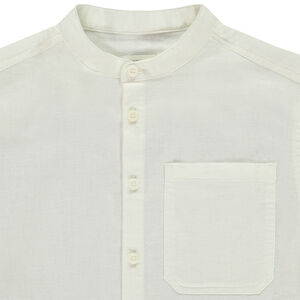 Πουκάμισο μακρυμάνικο με αναδιπλούμενα μανίκια μονόχρωμο για αγόρι 