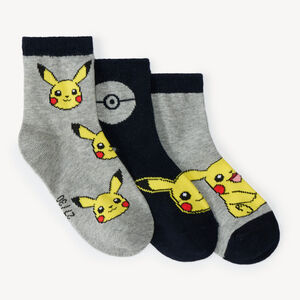Σετ από 3 ζευγάρια κάλτσες αγοριών Pikachu Pokémon 