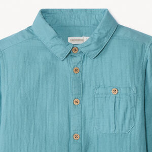 Πουκάμισο μακρυμάνικο μονόχρωμο με τσέπη για αγόρι 