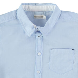 Κοντομάνικο μπλε πουκάμισο με τσέπη στο στήθος 