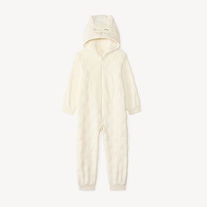 Surpyjama fille en sherpa à capuche et motifs cœurs en relief 