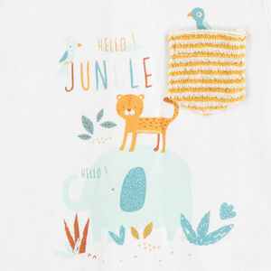 Σετ με αμάνικο μπλουζάκι με σχέδιο jungle και βερμούδα πετσετέ ριγέ 