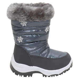 Ασημί καπιτονέ μποτάκια après-ski με γούνινη επένδυση στο άνοιγμα, σε νούμερα 10 έως 23 