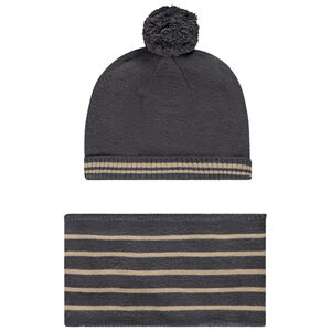 Ensemble bonnet et snood en tricot doublé polaire pour bébé garçon Main Ensemble bonnet et snood en tricot doublé polaire pour bébé garçon