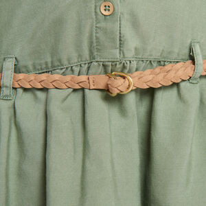 Φόρεμα μακρυμάνικο σε στυλ πουκάμισου με αφαιρούμενη πλεκτή ζώνη για κορίτσι 