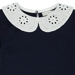 Πουλόβερ με γιακά claudine και αγγλική δαντέλα για κορίτσι 