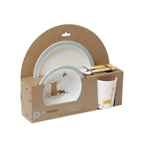 Σετ γεύματος 5 τεμαχίων από μελαμίνη Savane écru/bleu 