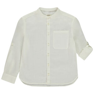 Πουκάμισο μακρυμάνικο με αναδιπλούμενα μανίκια μονόχρωμο για αγόρι 