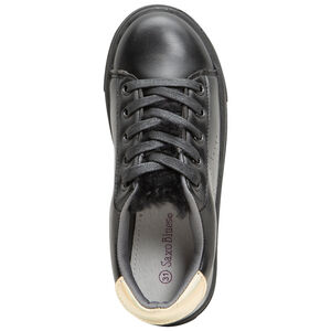 Χαμηλά αθλητικά παπούτσια από συνθετικό δέρμα με χρυσαφί φάσες πίσω και sherpa 