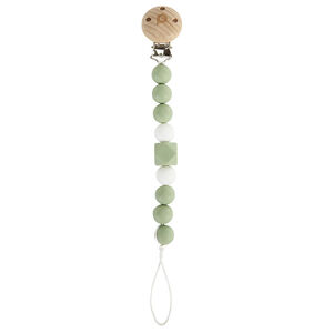 Κλιπ πιπίλας από ξύλο και σιλικόνη σε πράσινο χρώμα 