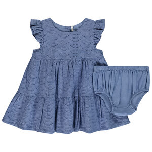 Σετ 2 κομματιών μονόχρωμο σε broderie anglaise για bebe κορίτσι 