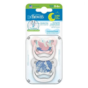 Ορθοδοντικές Πιπίλες Νυκτός Πεταλούδα 0-6 Μηνών Ροζ 2Τμ Dr. Brown's Prevent χ 