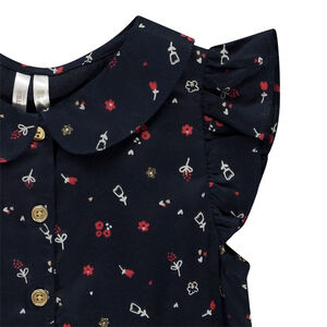 Τουνίκ κοντομάνικη με κόμπο και λουλουδάτο σχέδιο για μωρό κορίτσι 