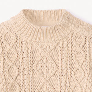 Πλεκτό με εφέ πλεξούδας και λαιμό σε ριμπ για μωρό αγόρι 