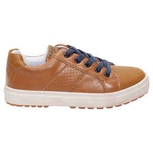 Baskets basses effet cuir camel à lacets et zip Main Baskets basses effet cuir camel à lacets et zip