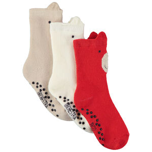 Σετ από 3 ζευγάρια ψηλές κάλτσες με παιχνιδιάρικο σχέδιο για μωρό αγόρι 