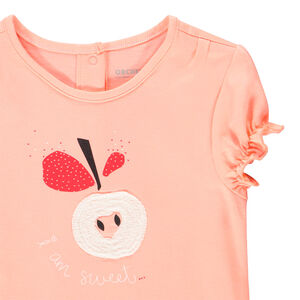 T-shirt κοντομάνικο με βολάν από βαμβάκι για κορίτσι 