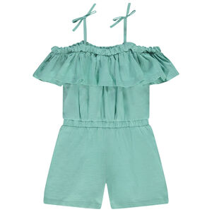 Κοντό φόρεμα με βολάν και τιράντες για κορίτσι 