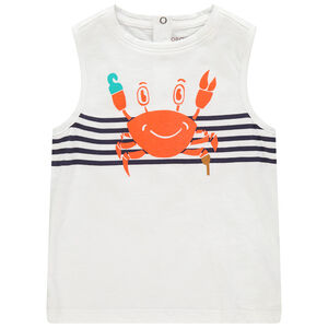 Αμάνικο μπλουζάκι με οργανικό βαμβάκι ριγέ και σχέδιο 