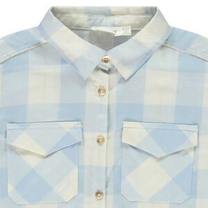 Πουκάμισο μακρυμάνικο καρό με φιόγκο για κορίτσι 