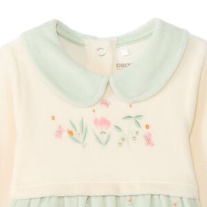 Φορμάκι βελουτέ 2 σε 1 με floral σχέδια για μωρό κορίτσι 