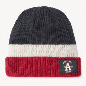 Bonnet en tricot côte avec patch fantaisie pour garçon  