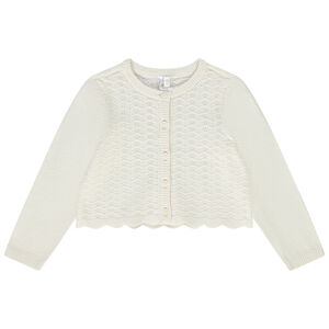 Ζακέτα κοντή από πλεκτό με σχέδιο αζούρ για bebe κορίτσι 