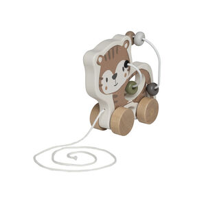 Ξύλινος τίγρης με κορδόνι και ενσωματωμένο λογάρι για τράβηγμα 