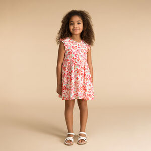 Φόρεμα με κοντά μανίκια και σχέδιο φυτών για κορίτσι 