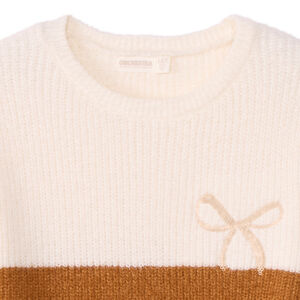 Πλεκτό πουλόβερ oversize με εφέ color block για κορίτσι 