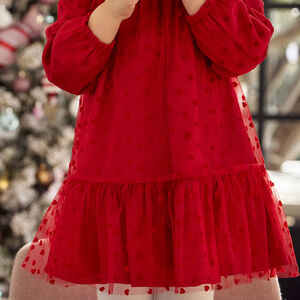 Φόρεμα γιορτής με τούλι και σχέδιο καρδιές για bebe κορίτσι 