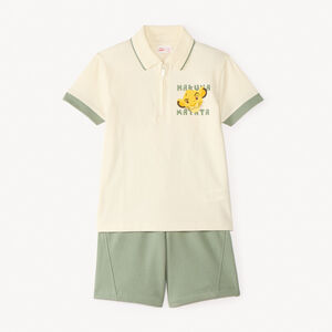 Σετ 2 τεμαχίων με φερμουάρ κοντομάνικη μπλούζα + σορτς Le Roi Lion Disney για αγόρι 