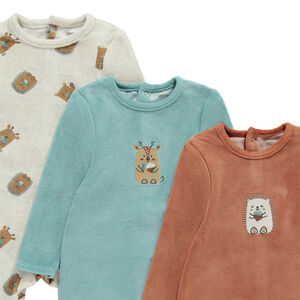 Σετ 3 βελουτέ φορμάκια με σχέδια ζώων για μωρό αγόρι με διαφορετικές ανοίξεις ανάλογα με την ηλικία 