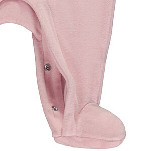 Φορμάκι μονόχρωμο βελουτέ με κεντημένο patch μέλισσα για bebe κορίτσι 