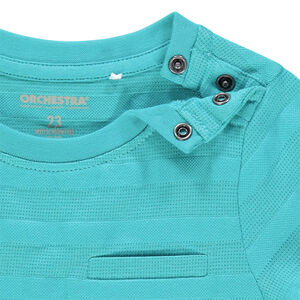 T-shirt κοντομάνικο πλεκτό φαντεζί με τσέπη 