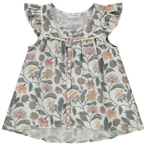 Τουνίκ με κοντά μανίκια και floral σχέδιο για κορίτσι 