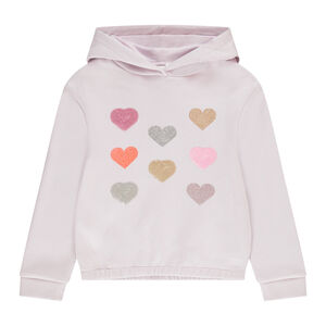 Sweat à capuche en molleton gratté fantaisie avec coeurs en sequins pour fille Main Sweat à capuche en molleton gratté fantaisie avec coeurs en sequins pour fille