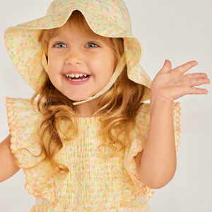 Σέτ 2 τεμαχίων φόρεμα + καπέλο με λουλουδάτο μοτίβο για μωρά κορίτσια 