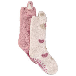 Lot de 2 paires de chaussettes fantaisie antidérapantes en sherpa pour fille Main Lot de 2 paires de chaussettes fantaisie antidérapantes en sherpa pour fille