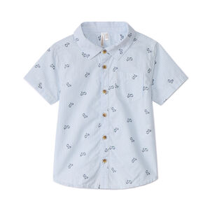 Κοντομάνικο πουκάμισο από πάνινο ύφασμα με σχέδιο vintage σκούτερ για bebe αγόρι 