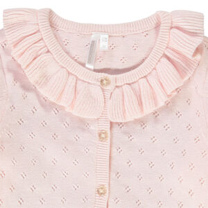 Ζακέτα πλεκτή διχτυωτό πλέγμα με κολάρο για bebe κορίτσι 